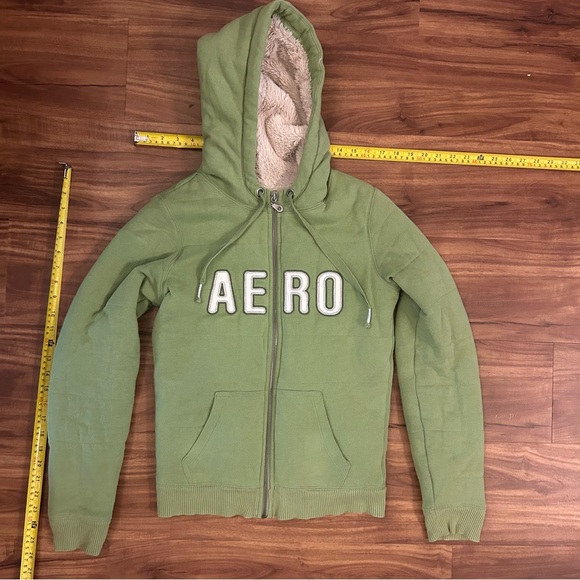 Aeropostale Green Sherpa fur lined Hoodie - Picture 3 of 5